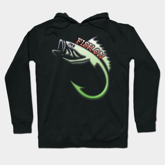 Fish on fish hook Hoodie by Fisherbum